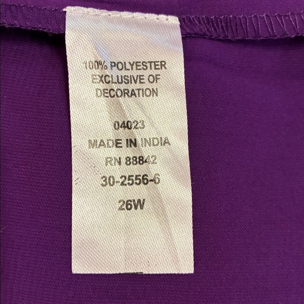 Roaman's Deep Purple Embroidered Blouse NWOT but extra button still attached. - Picture 7 of 12